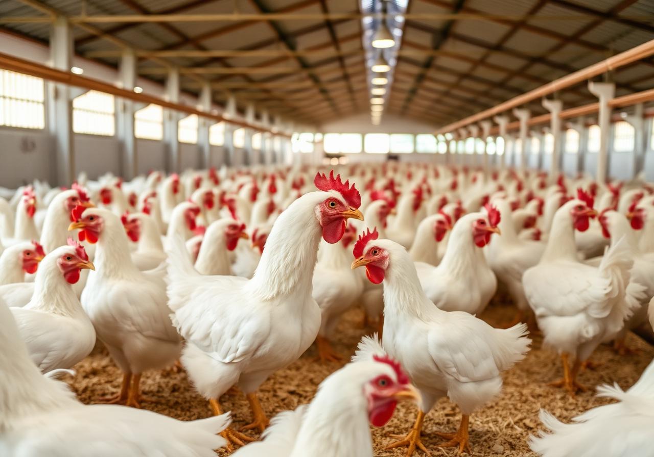 Modern poultry shed interior