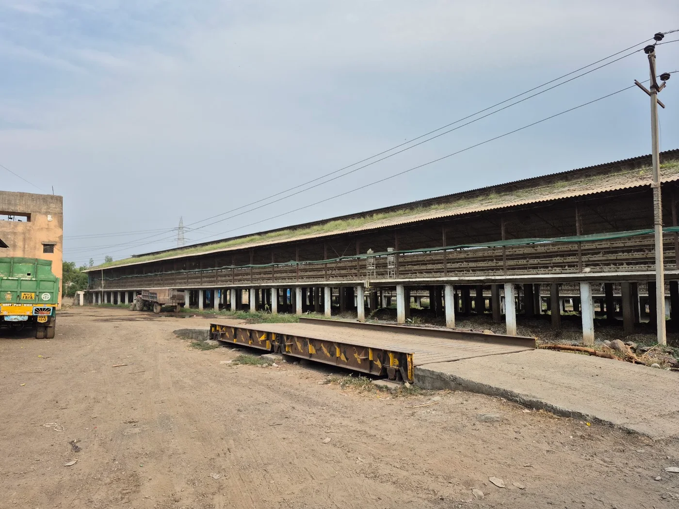 Exterior loading bay area beside a poultry shed